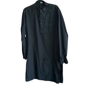 Men's Black Traditional Indian Pakistani Punjabi Long Kurta Shirt